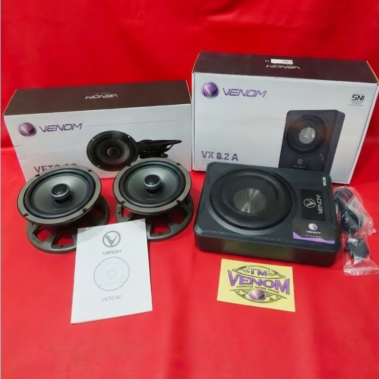 Subwoofer Kolong Aktip Bawah Jox VENOM seri VX-8.2A 8 inch/Speaker Coaksial Venom VETO 6C VENOM