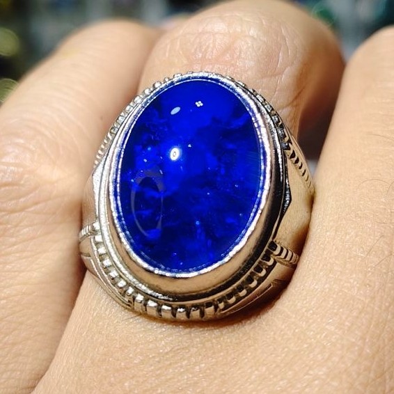 cincin akik pecah seribu warna biru