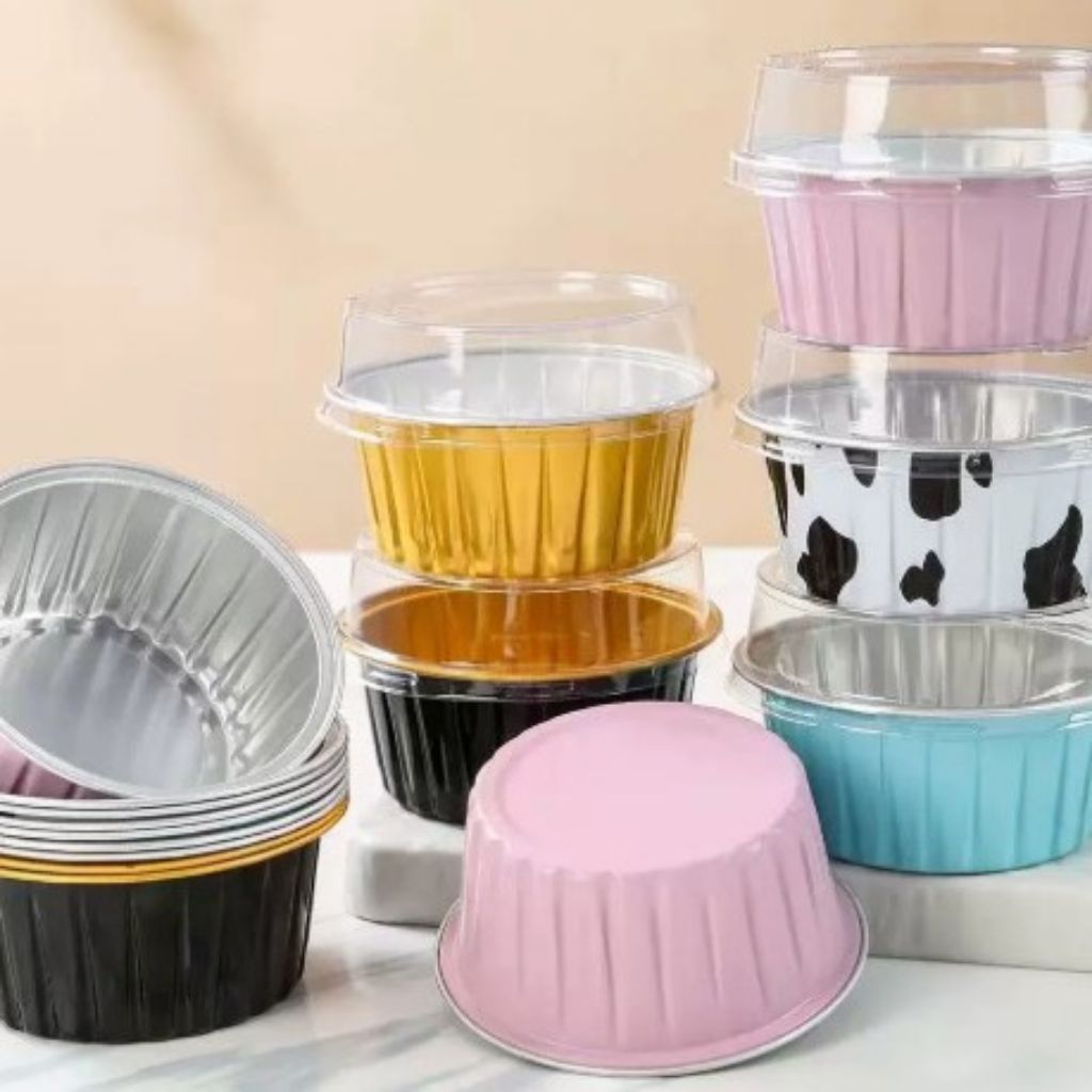 (100 pcs) Cup Aluminium Foil Bulat dengan Tutup 125ml ( Cup + Tutup)