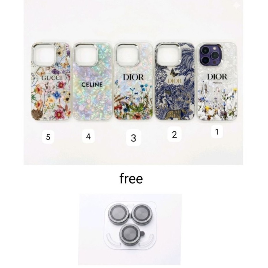 Softcase iPhone 15 pro Luxury Floral Aesthetic - Gucci, Dior, Celine Premium Case