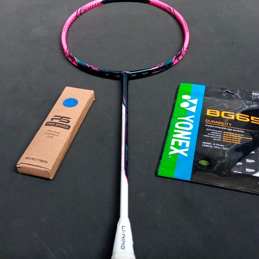 Raket badminton bekas second original lining halbertec motor pro