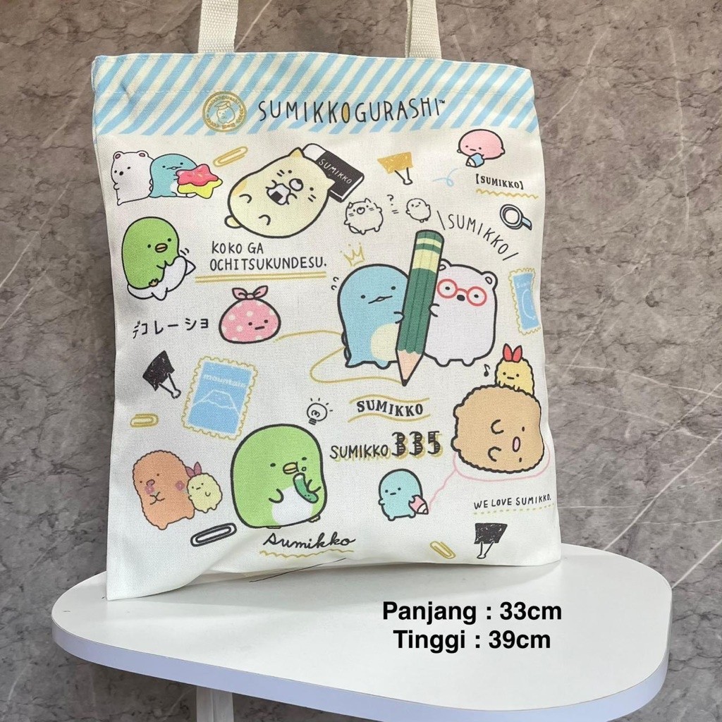 Tas Tote Bag Sumiko Gurashi Kanvas Premium / Tas Pundak Kain Tebal Karakter Lucu