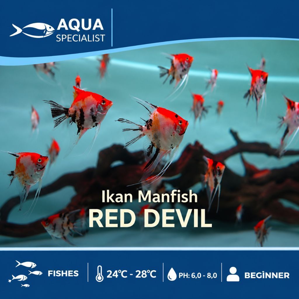 Ikan Manfish Red Devil Size Kecil | Angel Fish Red Devil Aquarium Hias