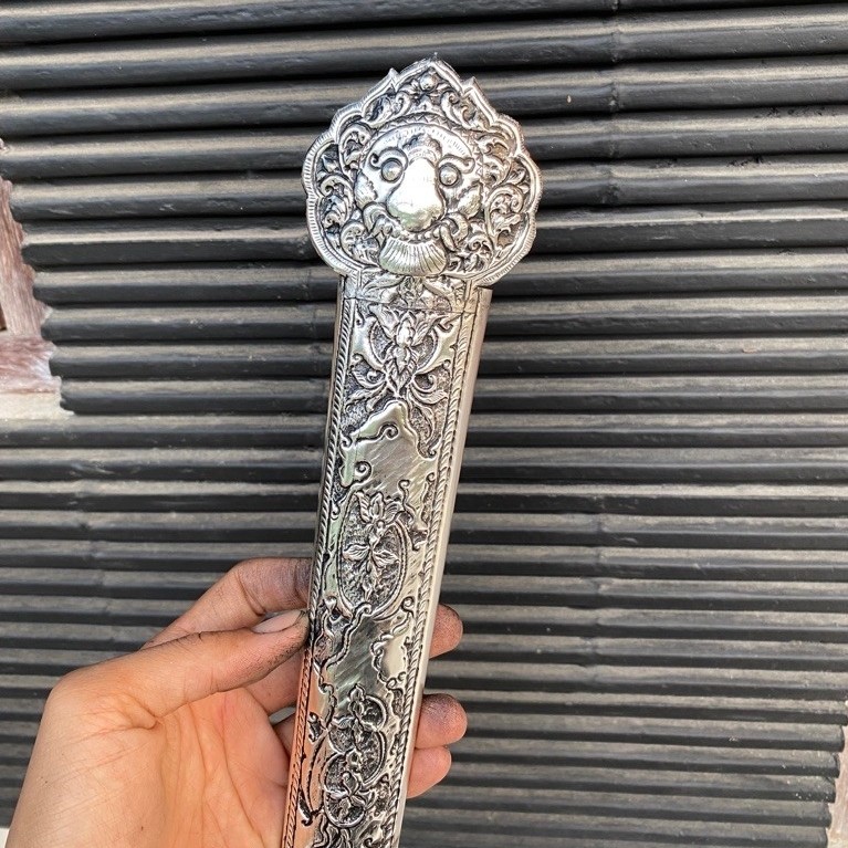 pendok topengan model cirebonan 04mm pjg pendok 36cm pjg seluruh 43cm lapis perak
