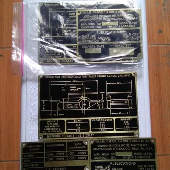 Data Plate Anhang / Trailer / Gandengan