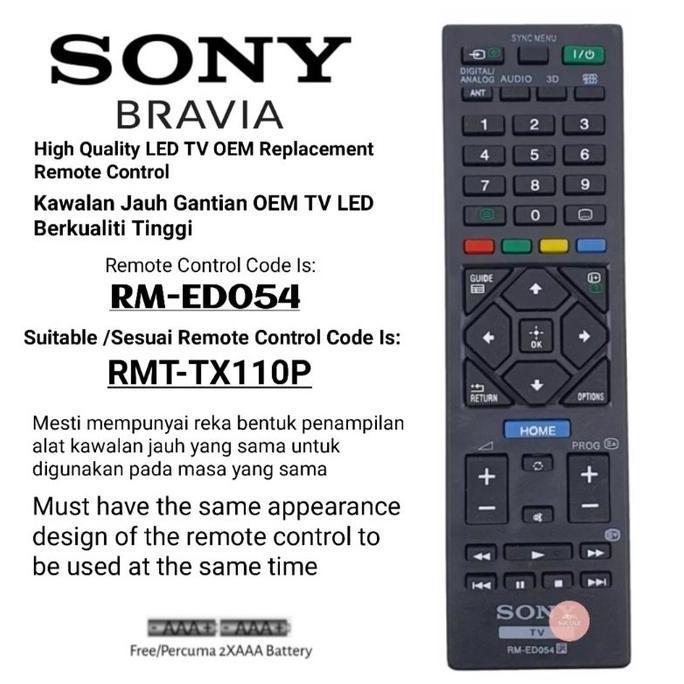 Sony Bravia Flat Panel Led Lcd Tv Replacement Remote Control Rm-Ed054