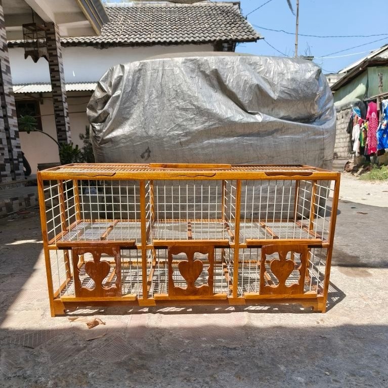 DONGDANG/SANGKAR MERPATI 6 PINTU (2 pasang) BAHAN KAYU JATI RUJI FIBER FINISHING PELITUR