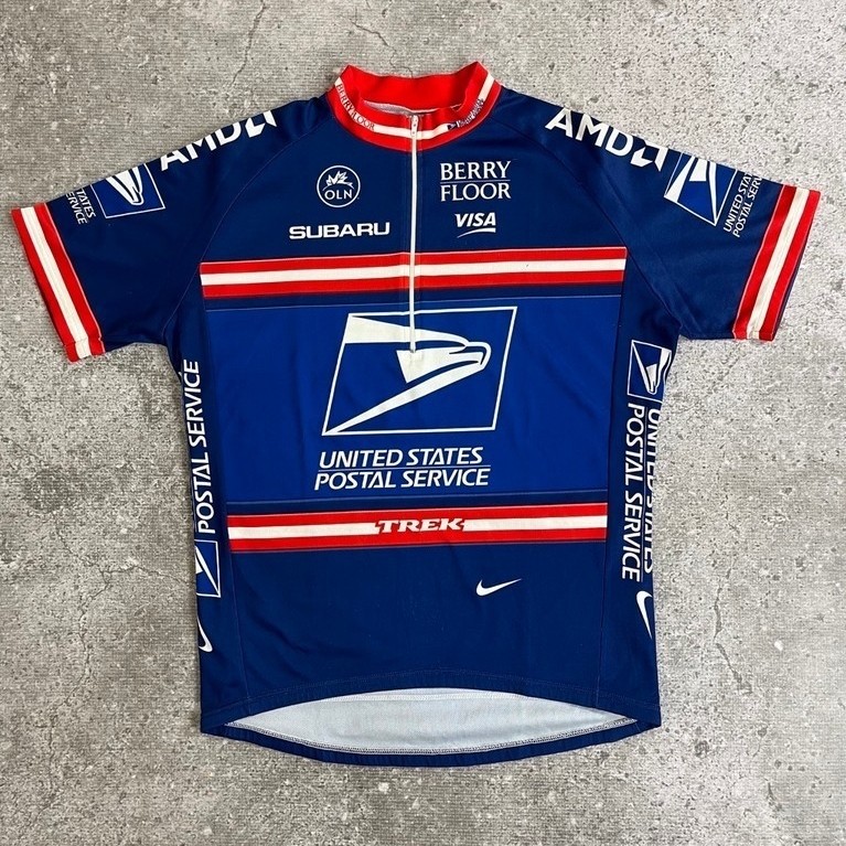 Vintage 00s Nike USPS Blue Cycling Jersey