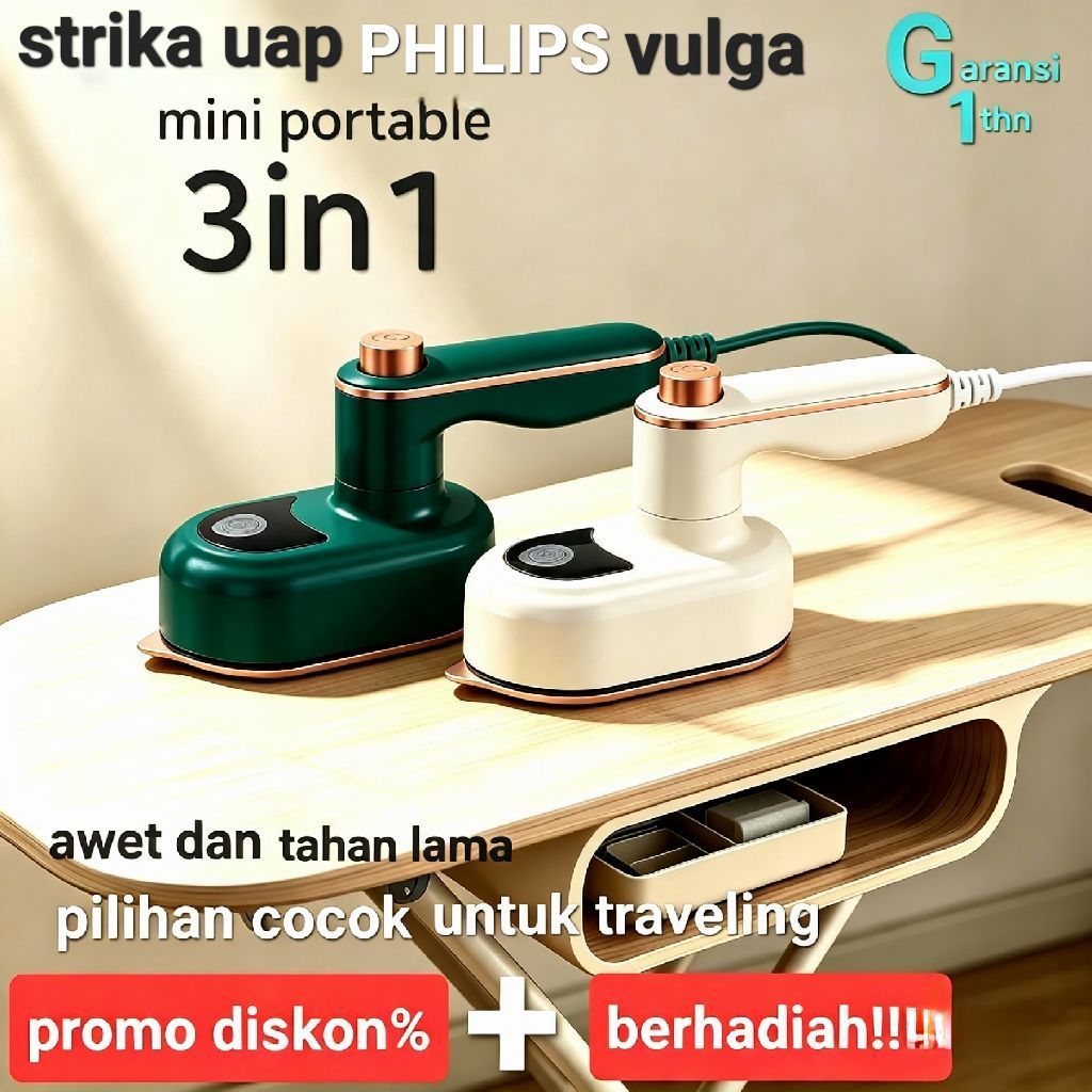 Strika Uap Philips Vulga Mini Portable 3in1