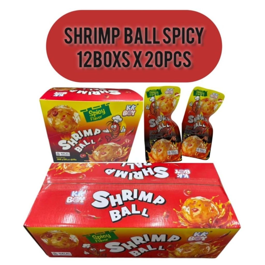 KK Boy Shrimp Ball Spicy Flavor Snack 12 Box x 20 Pcs