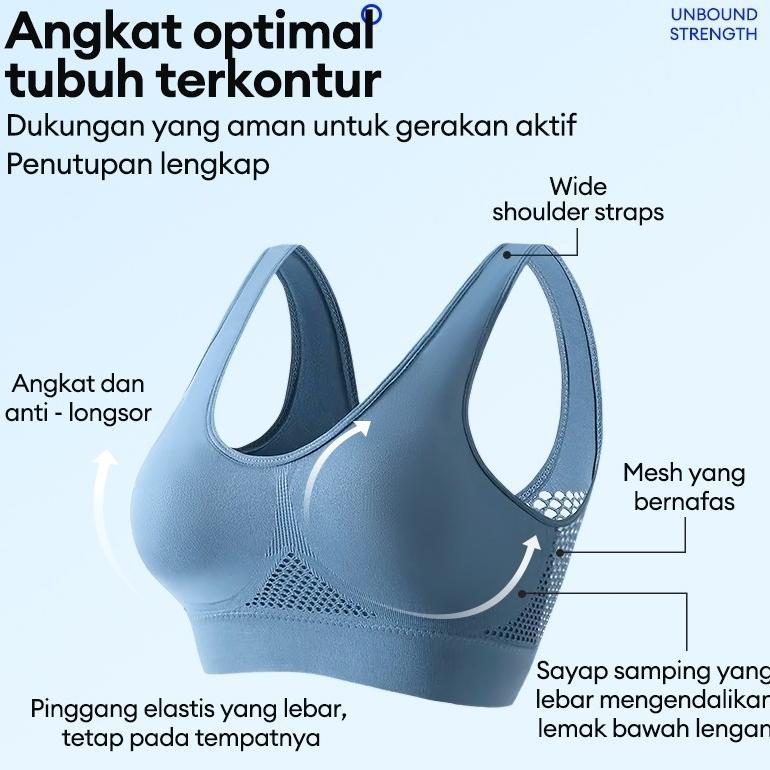 MURAH Bra Olahraga Wanita Jaring Bernapas Anti Getaran untuk Olahraga Harian S6