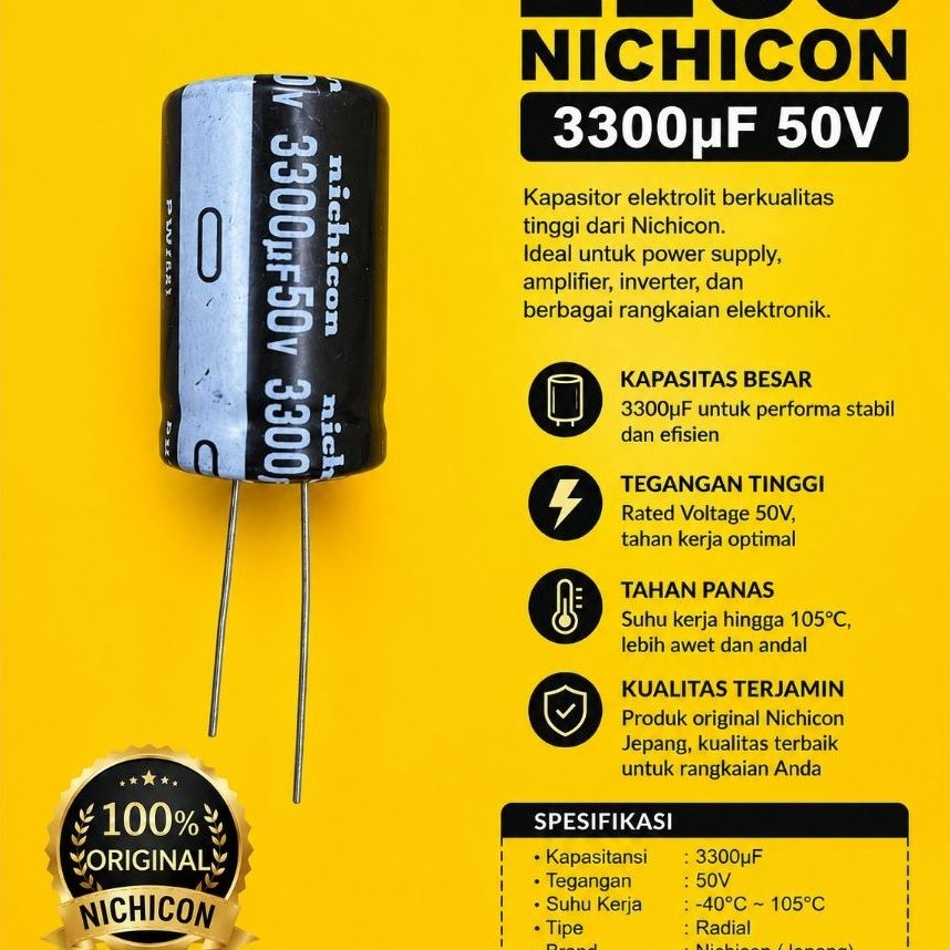 3300uf 50v Nichicon Original elko 3300uf 50v