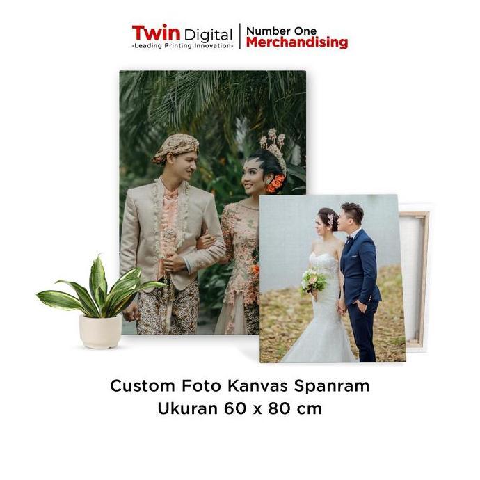 Custom Cetak Foto Wedding Canvas Spanram + Frame - Spanram 60X80 Cm