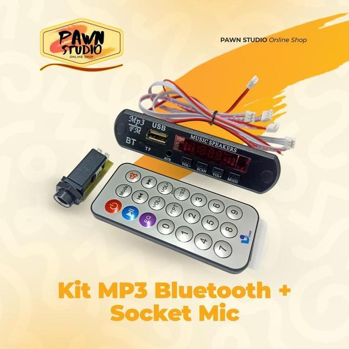 Kit Modul Mp3 Bluetooth + Soket Mic Microphone Vire / Mp3 Bt Plus Soket Socket Mic