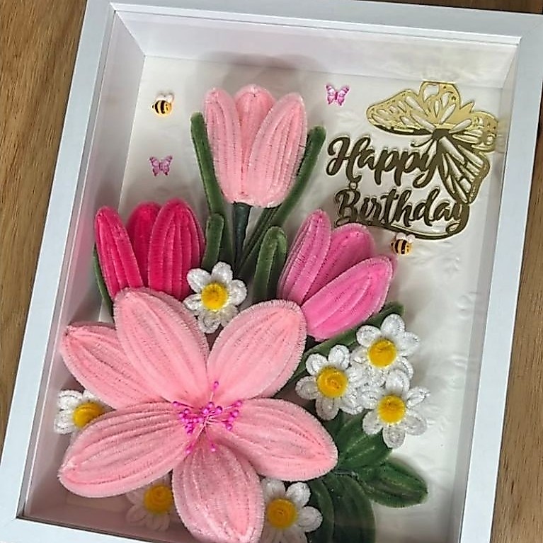Flower in Frame / Bingkai Bunga / bunga kawat bulu / custome bingkai 3d