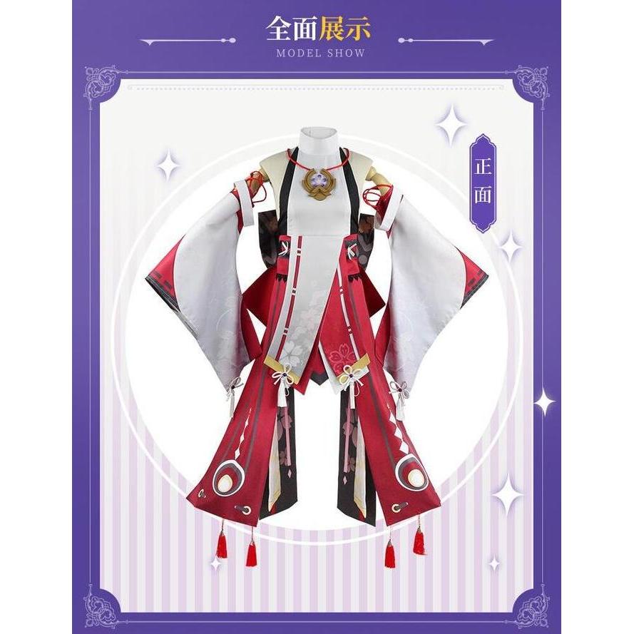 Ready StockKOIMONO Yae Miko Genshin Impact Default Costume Cosplay Set Wig / Set Kostum Cosplay Yae 