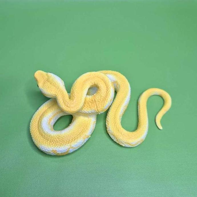 FIGURE HEWAN ULAR PITON ALBINO PYTHON SNAKE PVC HARD RUBBER MAINAN MINIATUR DETAIL RAPI TOYS PHOTOGR