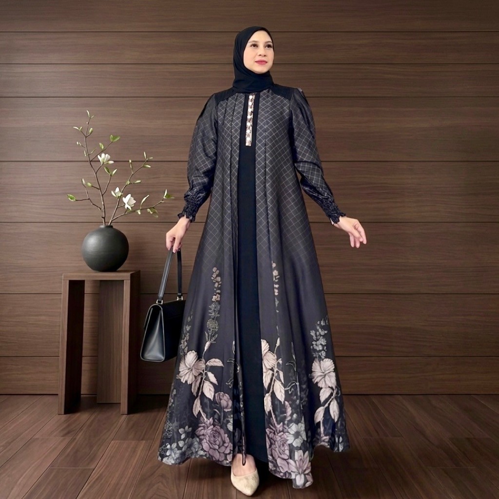 Sale Sale [JEMIA] Aurora Dress Silk Busui Set Hijab Gamis Wanita Kondangan Elegan Mewah Kekinian