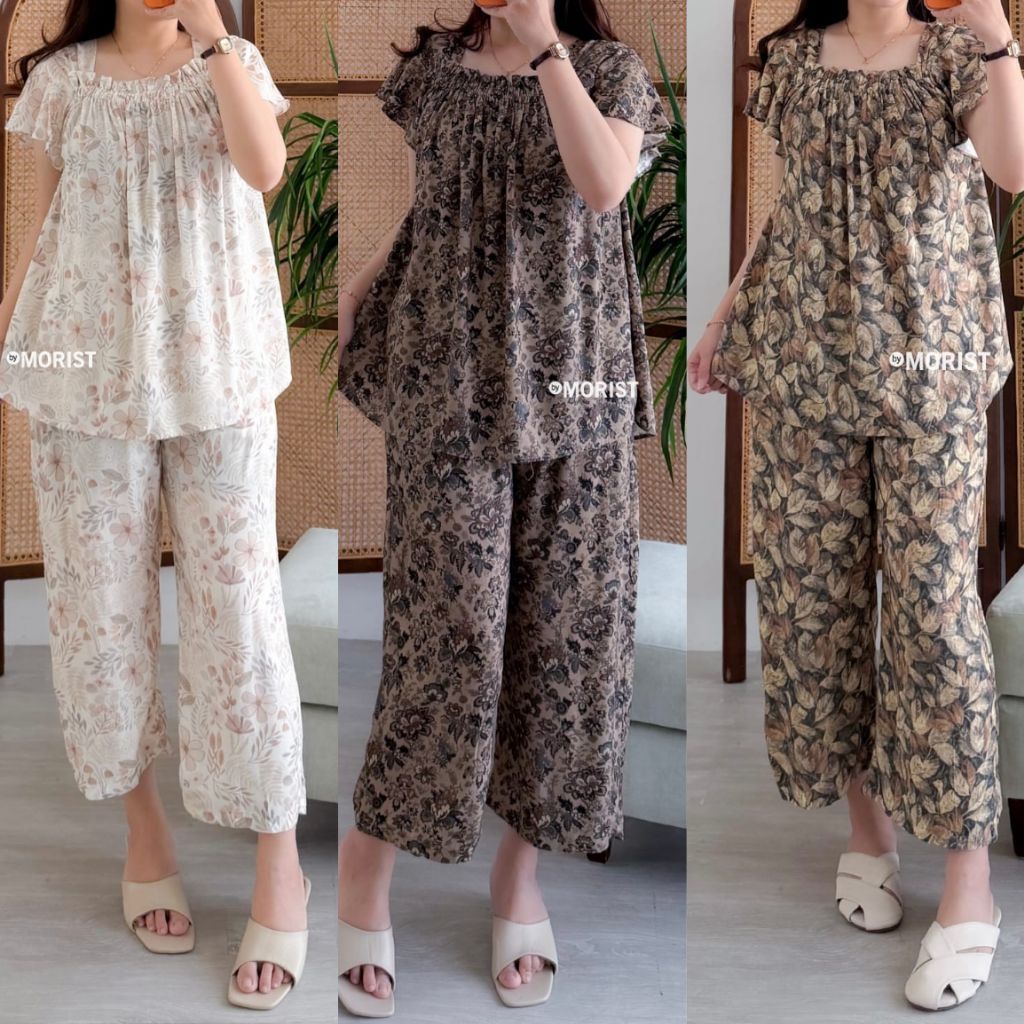 78. ELIFA suana piyama daily homey set setelan wanita blus big size jumbo LD 130 lengan pendek karet