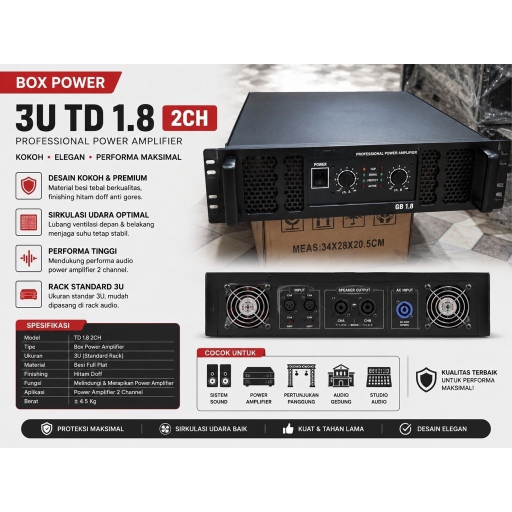 Box power 3U TD 1.8 2CH