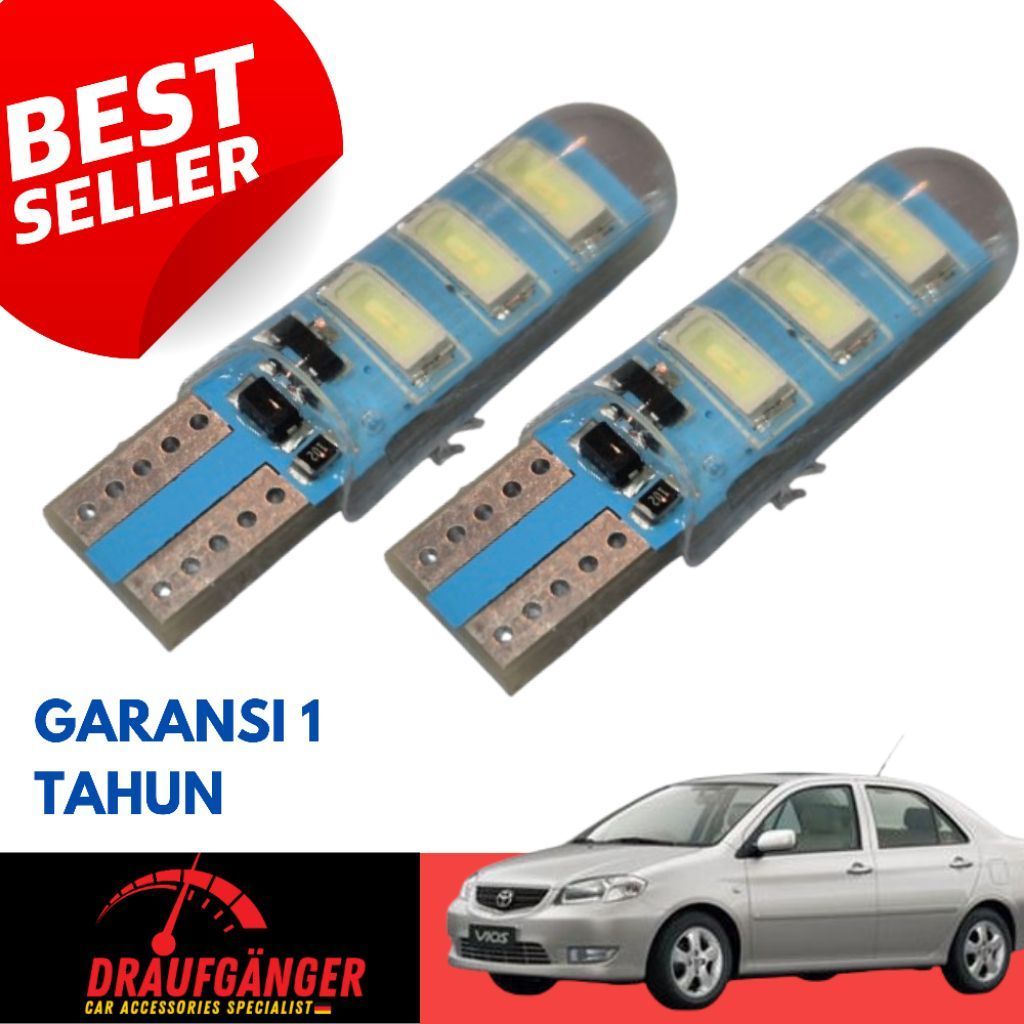 LED Lampu Senja Vios 2003-2007 Isi 2pcs Socket T10 21Watt 12v Blue Ice Garansi 1 Tahun PnP Vios 2003