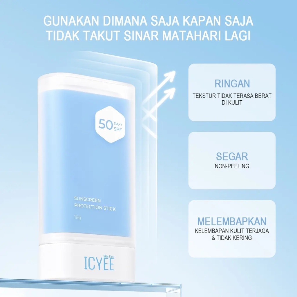 ICYEE Sunscreen Protection Stick 18g SPF 50 PA++ Krim Pelindung Matahari