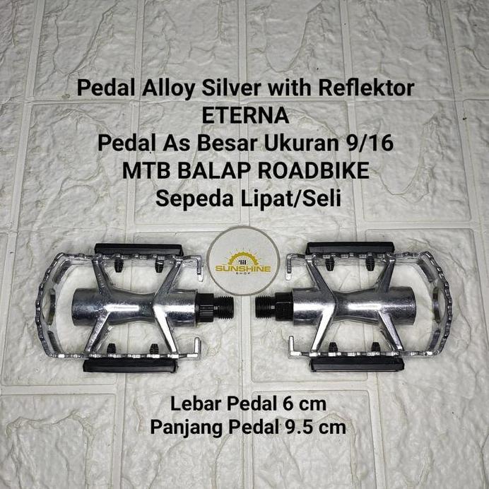 Pedal As Besar 9/16 ETERNA Alloy Silver Untuk Crank Gir Piringan Tengah As BB Kotak Dan HT2 Model Ja