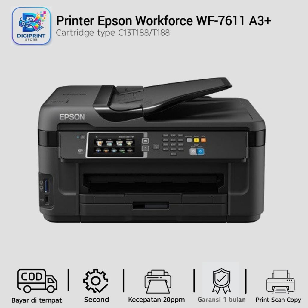 Printer Epson workforce WF-7611 7611 Printer A3 Warna
