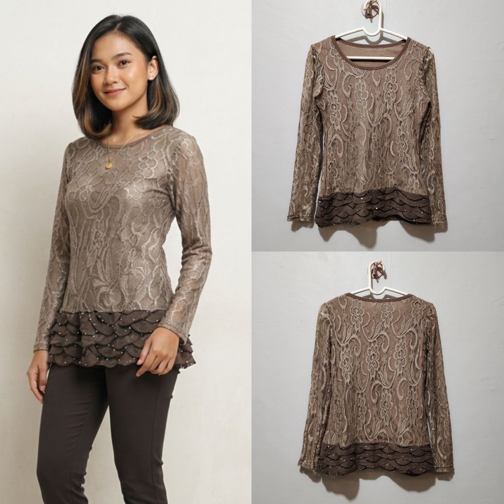 Blouse brokat blouse brukat kebaya brukat coklat brukat pesta brukat kondangan atasan brukat tule br