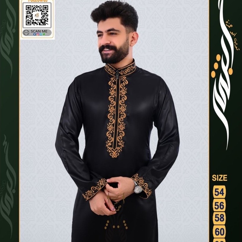 JUBAH GAMIS PRIA ABSYIR HARAMAIN MESIR MOTIF BORDIR ORIGINAL IMPORT