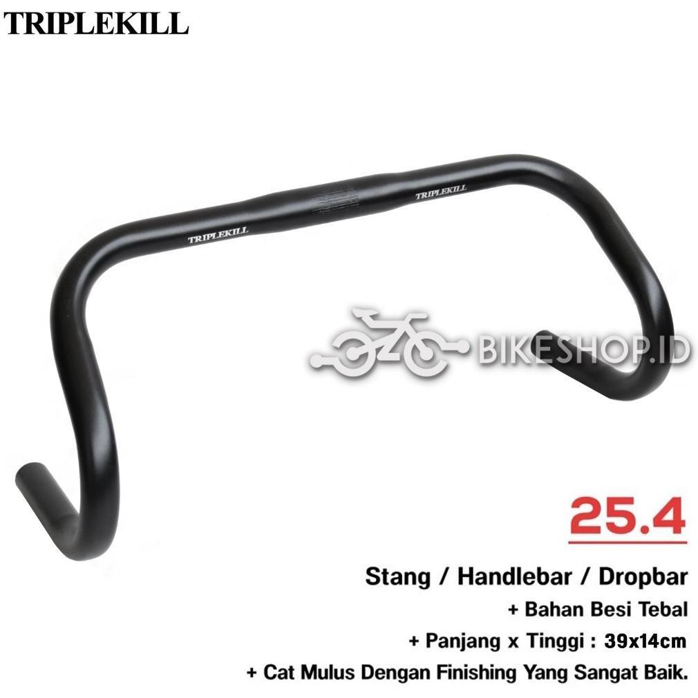 Stang Sepeda Balap Road Bike Dropbar Bullhorn Tanduk Handlebar Steering Chrome Hitam Fixie | High Qu