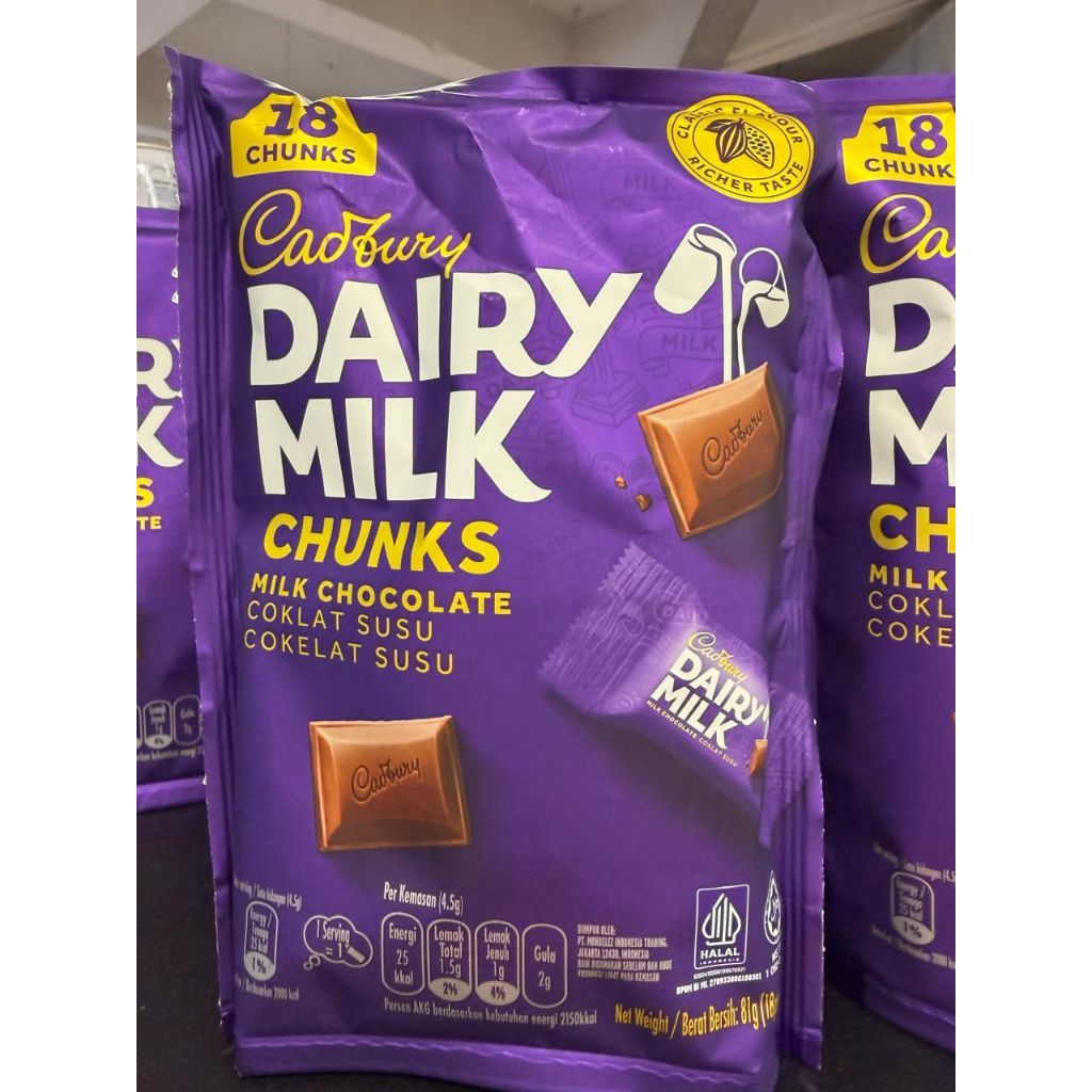 CADBURY DAIRY MILK POUCH 81GR. COKLAT CADBURY. COKLAT IMPORT. COKLAT DAIRY MILK