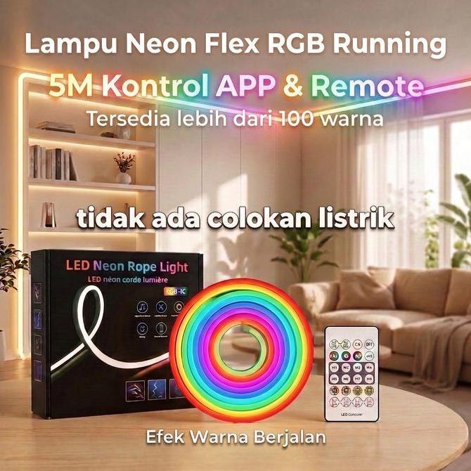 lampu neon flex running 5meter berjalan 5v usb /lampu aesthetic kamar /lampu led running/lampu warna