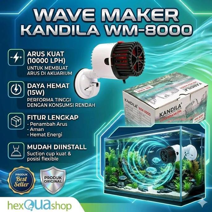 Kandila Wave Maker Wm8000 10000Lph 15W Pembuat Arus Ombak Penambah Arus Adjustable Wave Maker