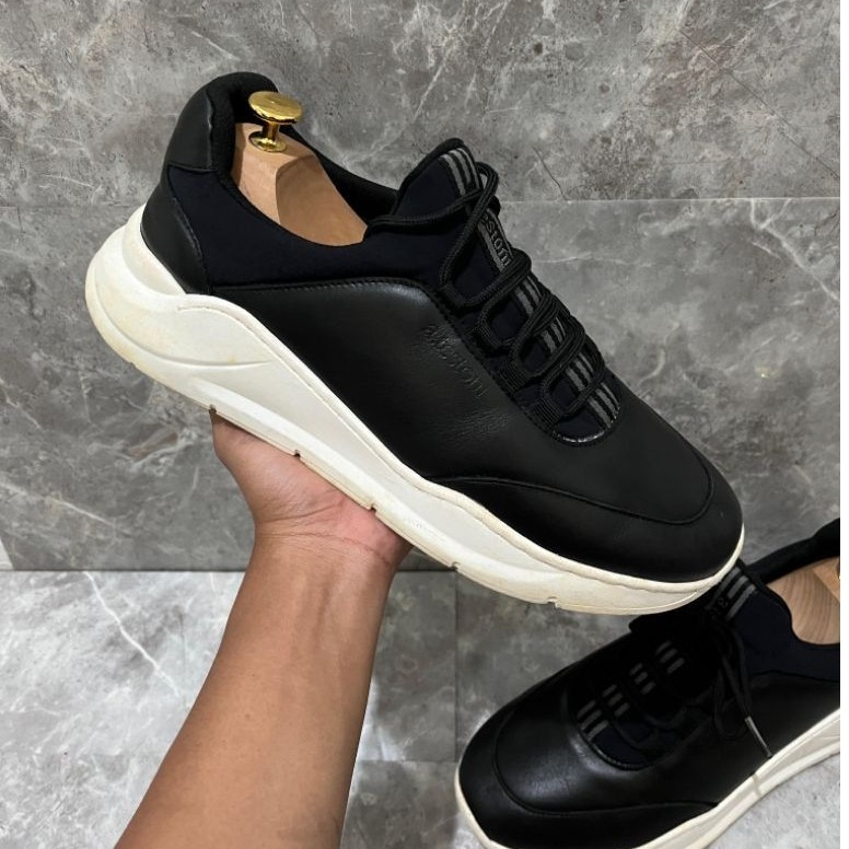 Sepatu A Testoni Size 42 Ori Sneakers Casual Prelov Black Branded Luxury Hitam Pria