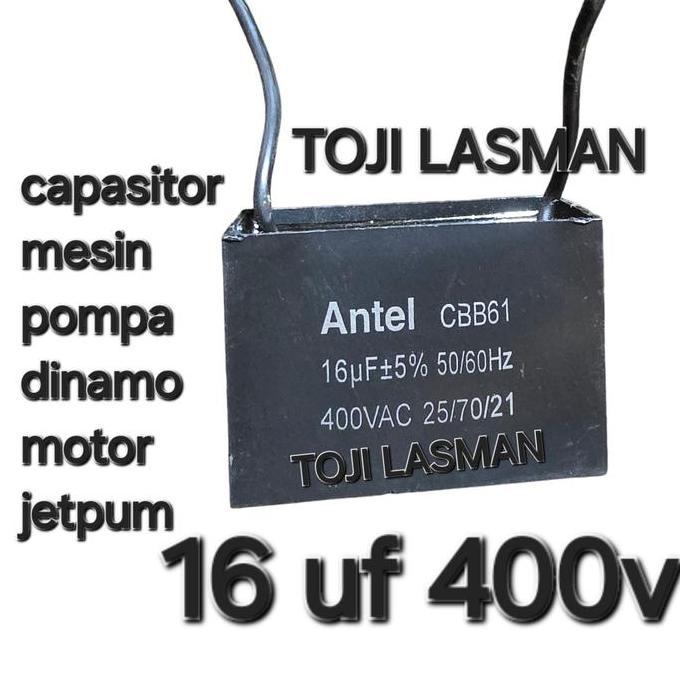 ( 16 UF 400V ) KAPASITOR CAPASITOR SANYO POMPA MESIN DINAMO KOTAK HITAM SEGI 16UF 16 UF MIKRO 450V 3