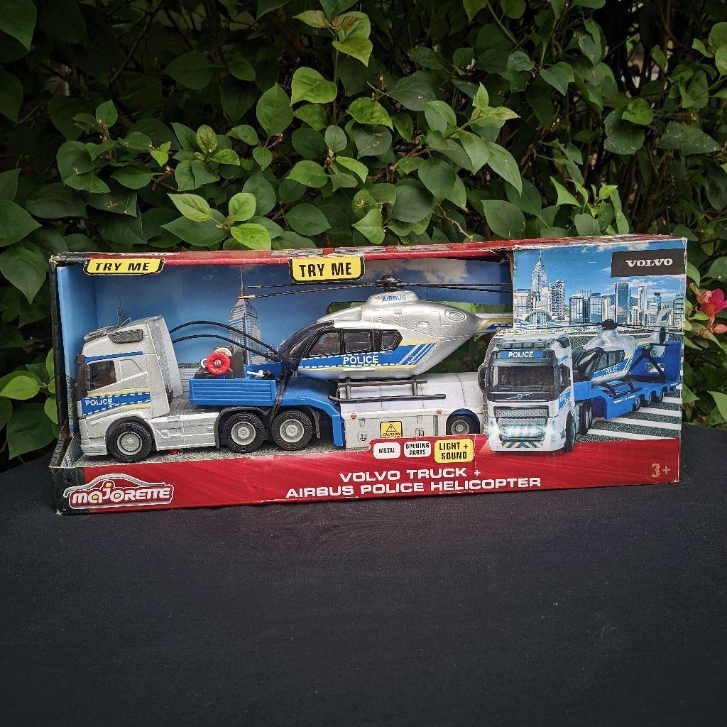 Majorette Grand Series Volvo Truck + Airbus Police Helicopter Diecast Truk Police Original