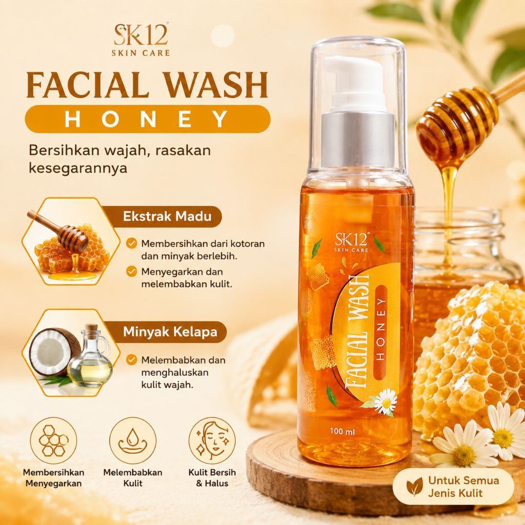 SR12 Facial Wash Honey skincare pembersih wajah alami madu dan VCO untuk semua jenis kulit