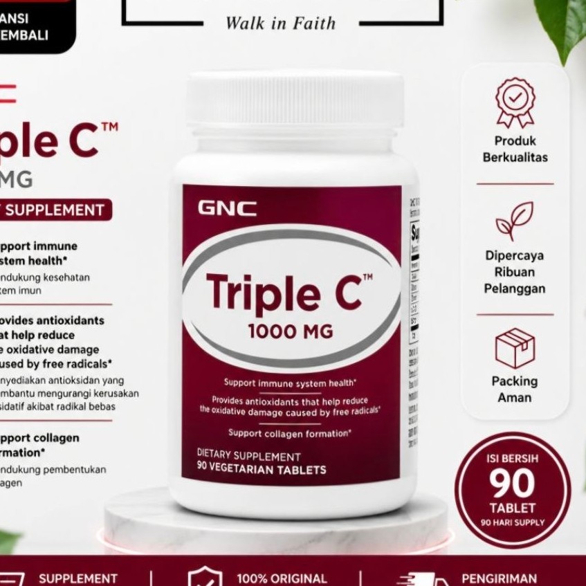 GNC Triple C 1000 mg plus Glutathione 90 Vegetarian Tablets Usa