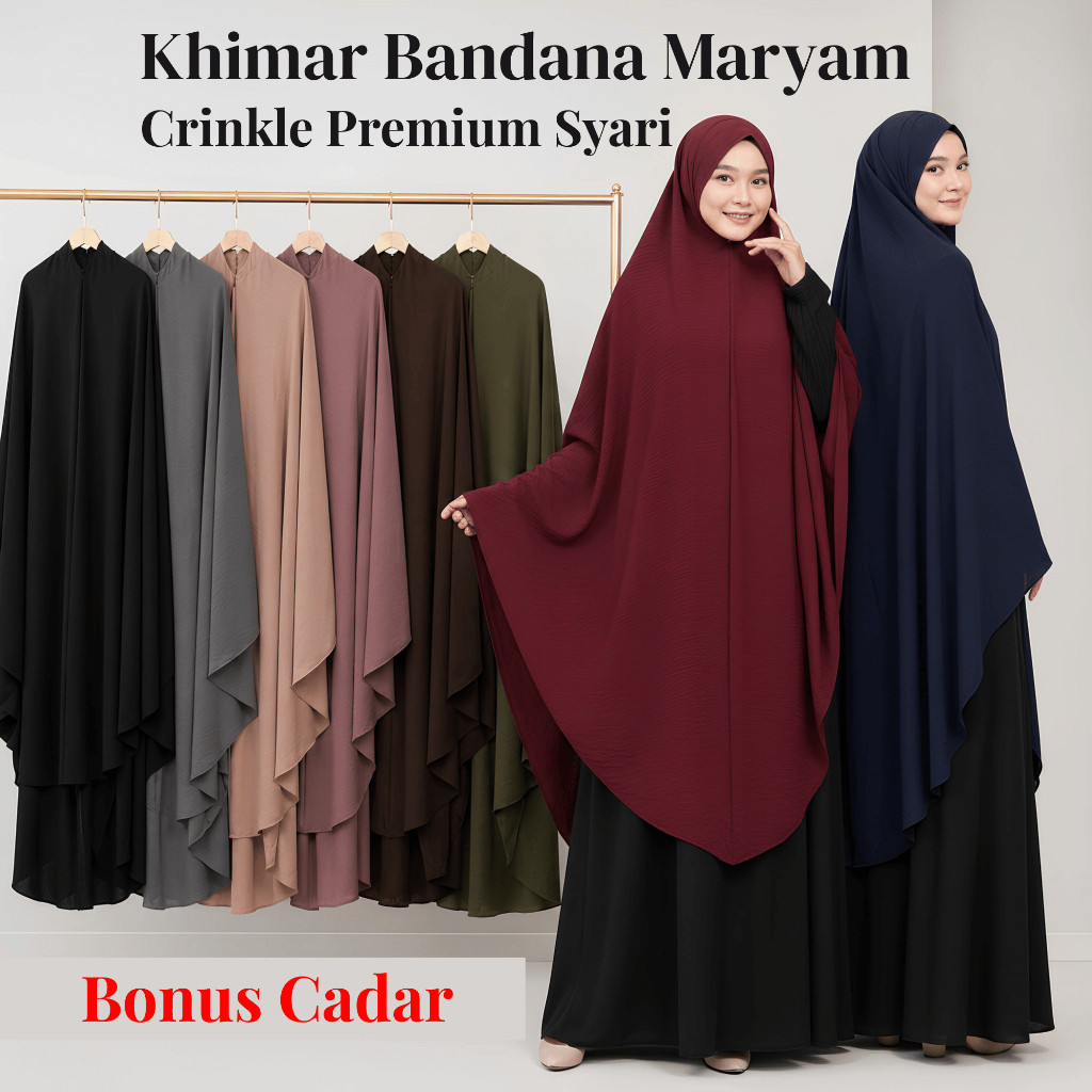 Kerudung French Khimar Khiban FK Bergo Basic Syari Bandana Maryam Premium Hijab Crinkle Airflow