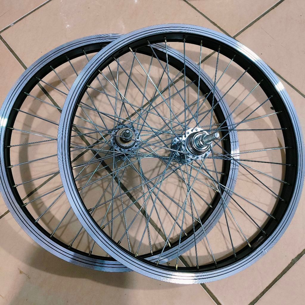 Velg Sepeda BMX 20 Inci Alloy - Velg Sepeda Ban 20 Velg/Rim/Pelek/Alloy Hitam Ruji Chrome