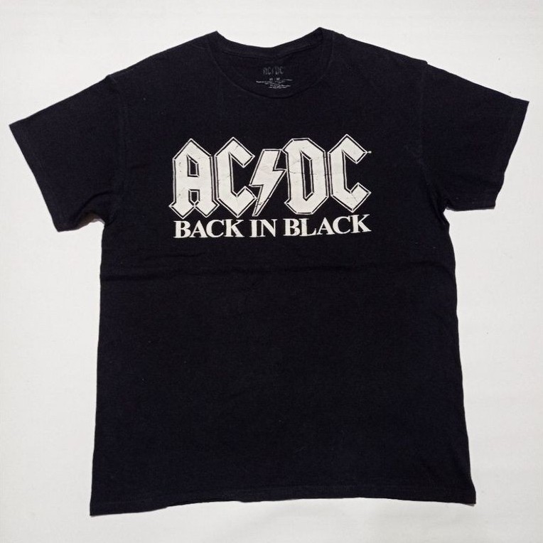 Kaos Band ACDC Back In Black Official Merchandise ©2024 Warna Hitam Size M Second Brand ACDC