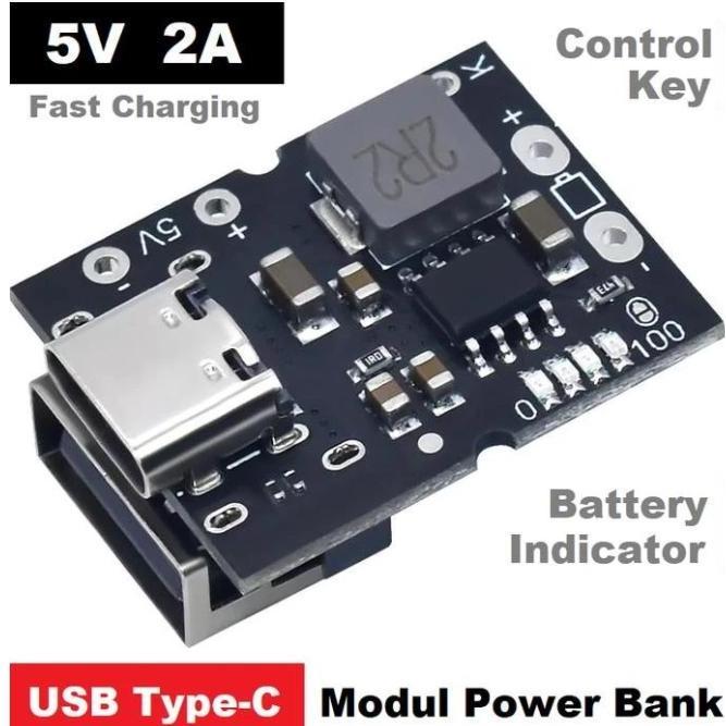 Modul Power Bank Usb Type-C Fast Charger Step Up Baterai 18650 Lithium