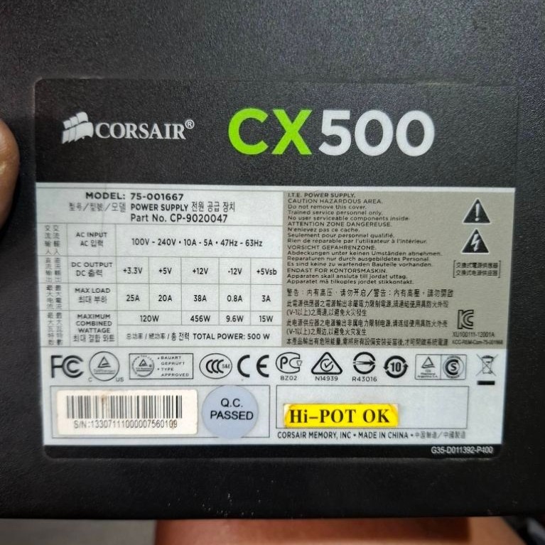 Power Supply PSU Corsair CV450 CX500 CV650 Pure 80 Plus