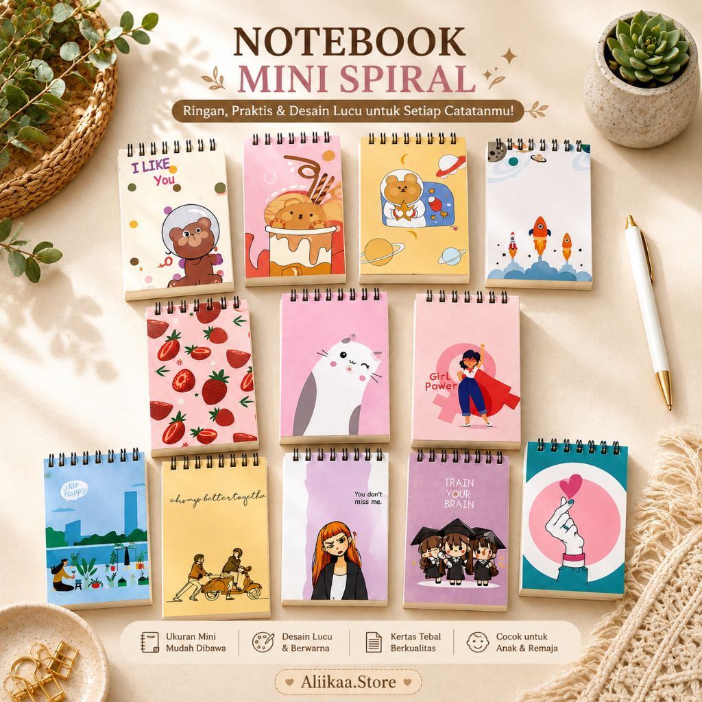 NOTEBOOK MINI SPIRAL / NOTEBOOK MINI KARAKTER / NOTEBOOK SAKU.