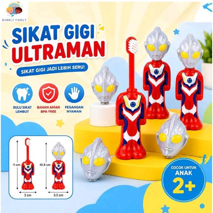 Sikat Gigi Anak Ultraman 2 in 1 dengan tutup Sikat Gigi Karakter - Ultraman Classic