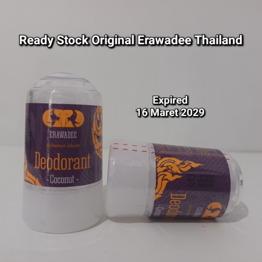 Erawadee Crystal Deodorant Coconut Original Thailand / Kristal Deodoran Kelapa / Asli Erawadee Thail