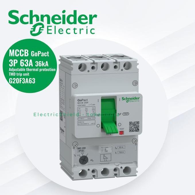 G20F3A63 - MCCB GOPACT 3P 63A 36KA ADJUSTABLE THERMAL PROTECTION ES79