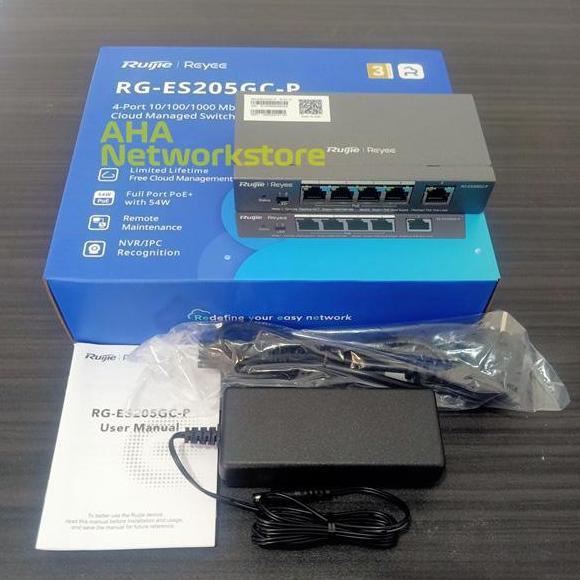 ES205GC-P RUIJIE ES205GC P 5PORT GIGABIT SMART CLOUD MANAGED 4POE+ RUIJIE RG ES205GC P RUIJIE REYEE 