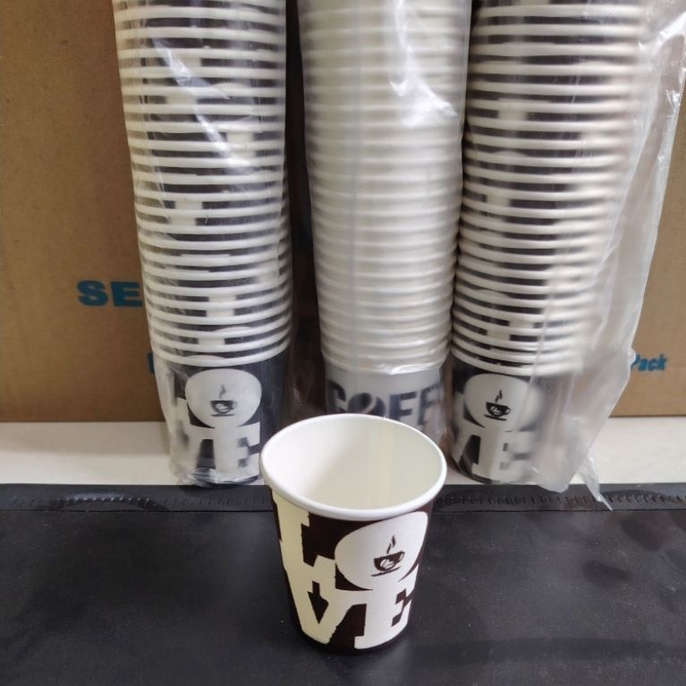 Paper Cup Motif 4 OZ (Isi 50pcs) / Gelas Kertas Kopi Motif 4 OZ / Hot Paper Cup Motif 4 OZ
